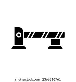 Icono de barrera de estacionamiento. Puerta automática del coche. Bloques de ruta. Entrada de aparcamiento con portón de seguridad y boleto de estacionamiento. Estilo sólido de glifo. Ilustración vectorial. Diseño en fondo blanco. EPS 10