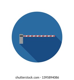 Parking barrier icon in flat style. Stop barrier on blue background.