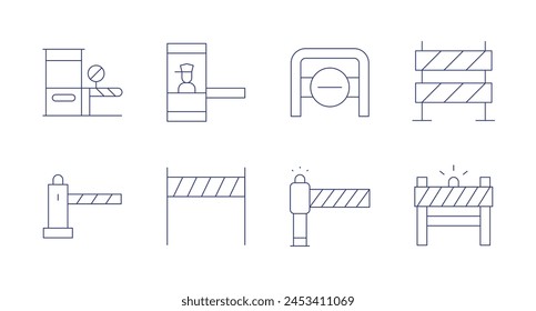 Iconos de barrera de estacionamiento. Trazo editable. Con seguridad, barrera, frontera, no entrada, barrera de tráfico, barrera de carretera.