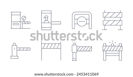 Parking barrier icons. Editable stroke. Containing security, barrier, border, noentry, trafficbarrier, roadbarrier.