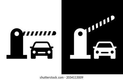 Parking barrier outline and filled vector sign, Automatic car barrier icon