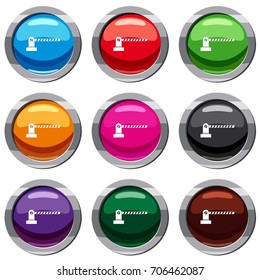 Parking barrier set icon isolated on white. 9 icon collection vector illustration