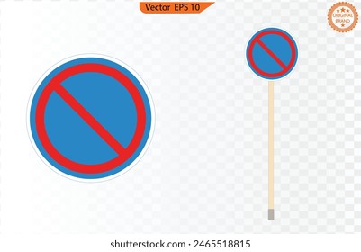 Parking bays and no parking sign board guidance. Vector illustration. 