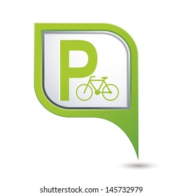 Parking for bicycle icon on map pointer, vector illustration.