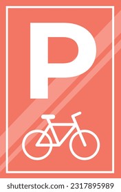 parking bicycle sign on a orange red background