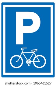 parking lot for bicycles, road sign, vector icon