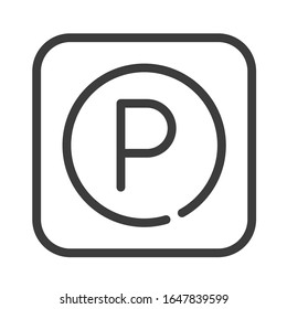 Parking black line icon. Auto stand element. Public navigation. Pictogram for web page, mobile app, promo. UI UX GUI design element. Editable stroke.