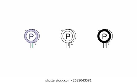 Parking Board icons vector set color line glyph line icons stock illustration