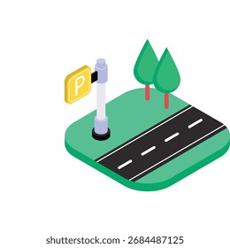 Parking Board Isometric vector Illustration 