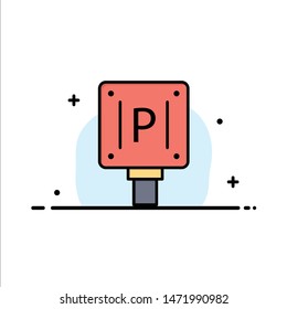 Parking, Board, Sign, Hotel  Business Flat Line Filled Icon Vector Banner Template