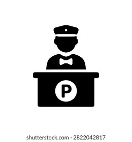 Parking Booth Attendant Solid Icon for Vehicle Entry and Parking Service