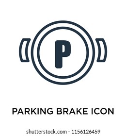 Parking brake icon vector isolated on white background, Parking brake transparent sign , line symbol or linear element design in outline style