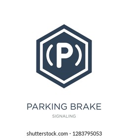 parking brake icon vector on white background, parking brake trendy filled icons from Signaling collection, parking brake vector illustration