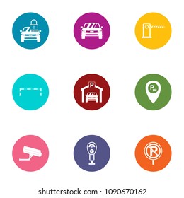Parking building icons set. Flat set of 9 parking building vector icons for web isolated on white background