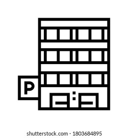 parking building line icon vector. parking building sign. isolated contour symbol black illustration
