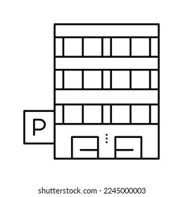 vector de icono de la línea de construcción de estacionamiento. cartel de la construcción del aparcamiento. símbolo de contorno aislado ilustración negra