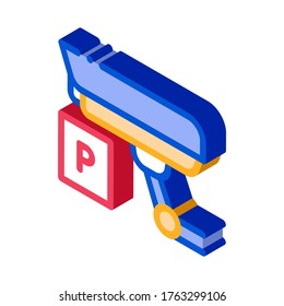 Vector de iconos del camcorder de estacionamiento. Signo de Camcorder de estacionamiento isométrico. ilustración de símbolo aislado de color
