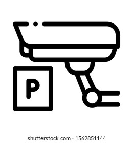 Parking Camcorder Icon Vector. Outline Parking Camcorder Sign. Isolated Contour Symbol Illustration