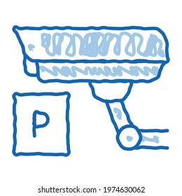 Parking Camcorder sketch icon vector. Hand drawn blue doodle line art Parking Camcorder sign. isolated symbol illustration