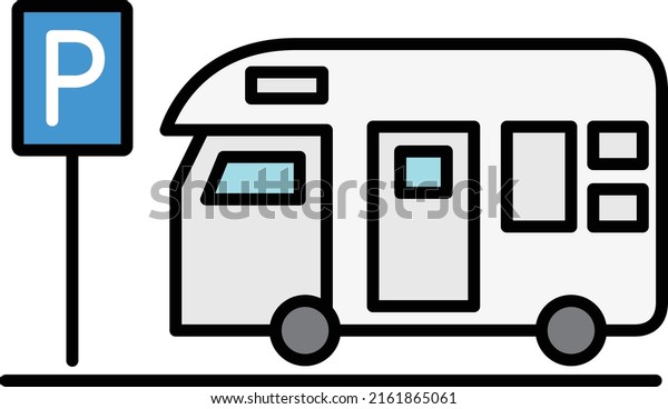 Parking camper\
illustration icon\
color