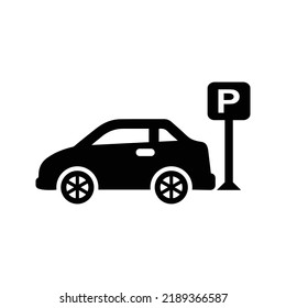 Parking, car, parking lot icon. Black vector design.