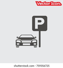 Parking car icon isolated sign symbol and flat style for app, web and digital design. Vector illustration.