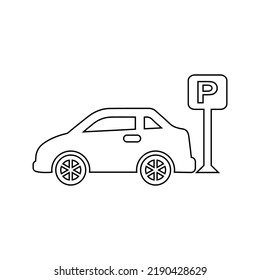 Parking, car, parking lot icon. Outline vector design.