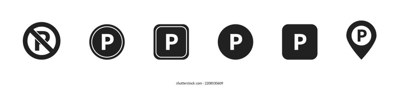 Parking car icon set. Vector isolated illustration. Parking place sign. Parking and traffic signs. EPS 10.