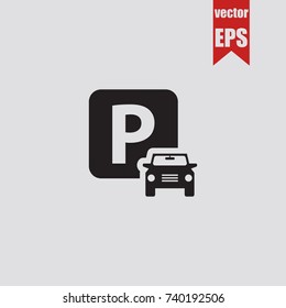 Parking car icon in trendy isolated on grey background.Vector illustration.