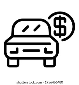 Parking car paid icon. Outline parking car paid vector icon for web design isolated on white background