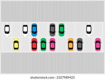 Parkplatz oder Parkplatz Draufsicht. Vektorgrafik. 