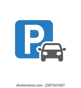 Parking and car vector sign. Park here simple icon.