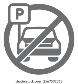 Parking car vehicle ban solid icon, prohibited elements concept. Vector graphics. Automobile parking area forbidden sign on white background, glyph style icon for mobile or web design