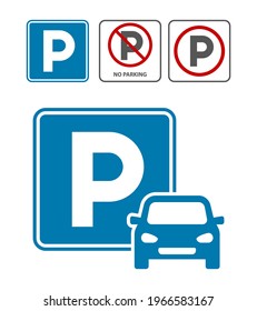 parking car warning sign icon isolated on white background