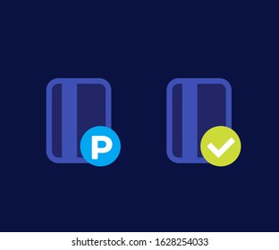 parking card icons, flat vector