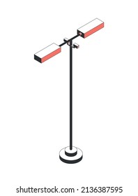 Parking cars isometric composition with isolated image of lamp post on blank background vector illustration