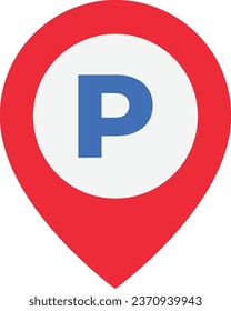 Parking Center Location Icon Vector Flat Illustration