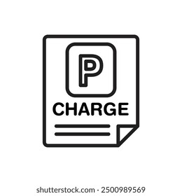 Parking Charge Outline Icon Vector Illustration