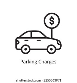 Parking Charges vector Outline Icon Design illustration. Car Accident Symbol on White background EPS 10 File