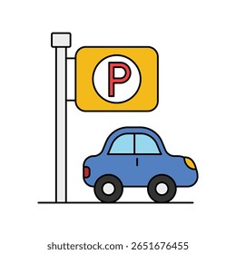 parking color line icon with white background vector stock illustration