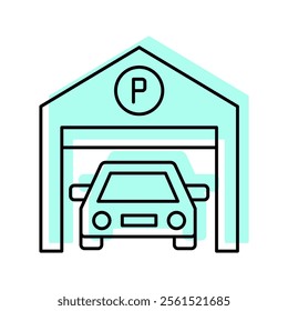 Parking color shadow thinline icon , vector, pixel perfect, illustrator file