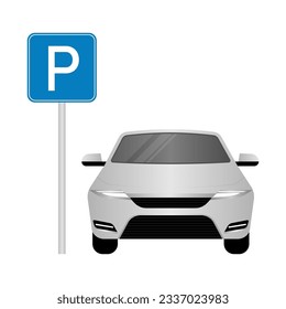 Parkkonzept. Parkplatz oder Parkplatz mit Auto. Auto im Parkplatz. Vektorgrafik. 