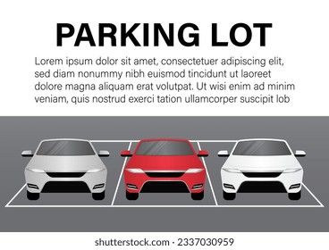 Parking Concept. Parking Lots or Parking Area with Car. Car in Parking Space. Vector Illustration. 