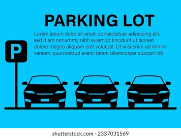 Parking Concept. Parking Lots or Parking Area with Car. Car in Parking Space. Vector Illustration. 