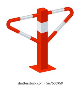 Parking construction barricade icon in cartoon style isolated on white background. Parking zone symbol stock vector illustration.