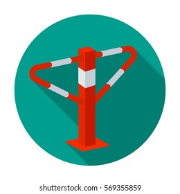 Parking construction barricade icon in flat style isolated on white background. Parking zone symbol stock vector illustration.