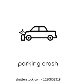 Parking crash icon. Trendy modern flat linear vector Parking crash icon on white background from thin line Insurance collection, editable outline stroke vector illustration