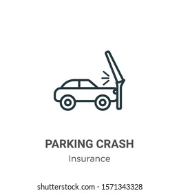 Parking crash outline vector icon. Thin line black parking crash icon, flat vector simple element illustration from editable insurance concept isolated on white background