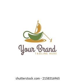 Parking cup ship logo is perfect for cafe, restaurant, beverage, media, entertainment logos etc