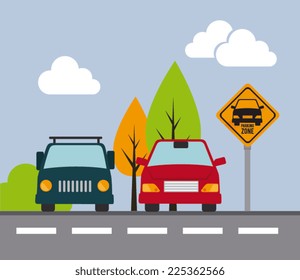 Parking design over landscape background, vector illustration